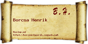 Borcsa Henrik névjegykártya